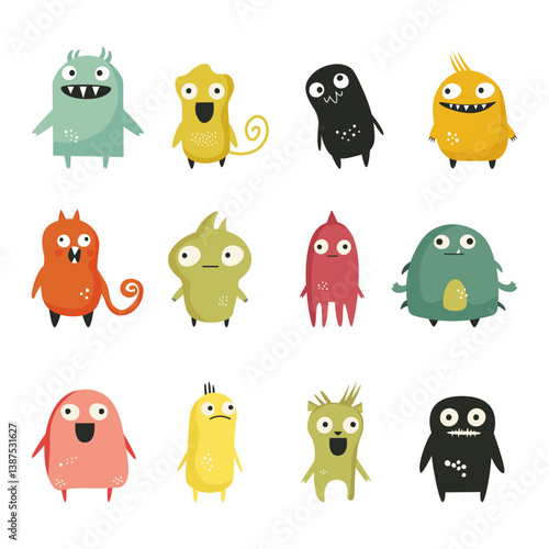 set of cartoon monsters