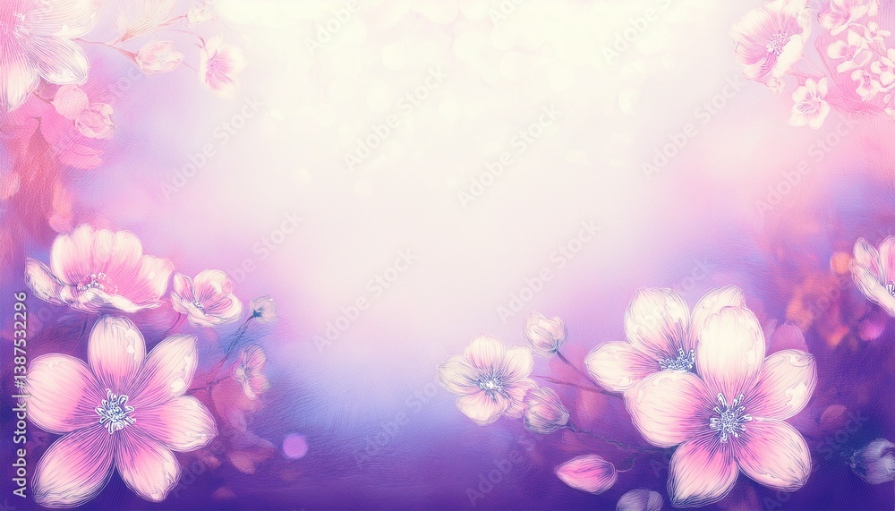 Abstract border frame of beautiful spring flowers in the corner of the image with space for text background, blur and fade effect graphic resource Abstract border frame of beautiful spring flowers in the corner of the image with space for text background, blur and fade effect graphic resource