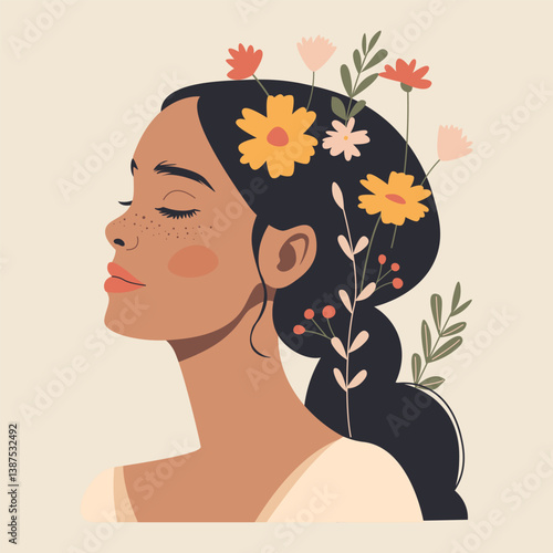 Girl with flowers in her hair