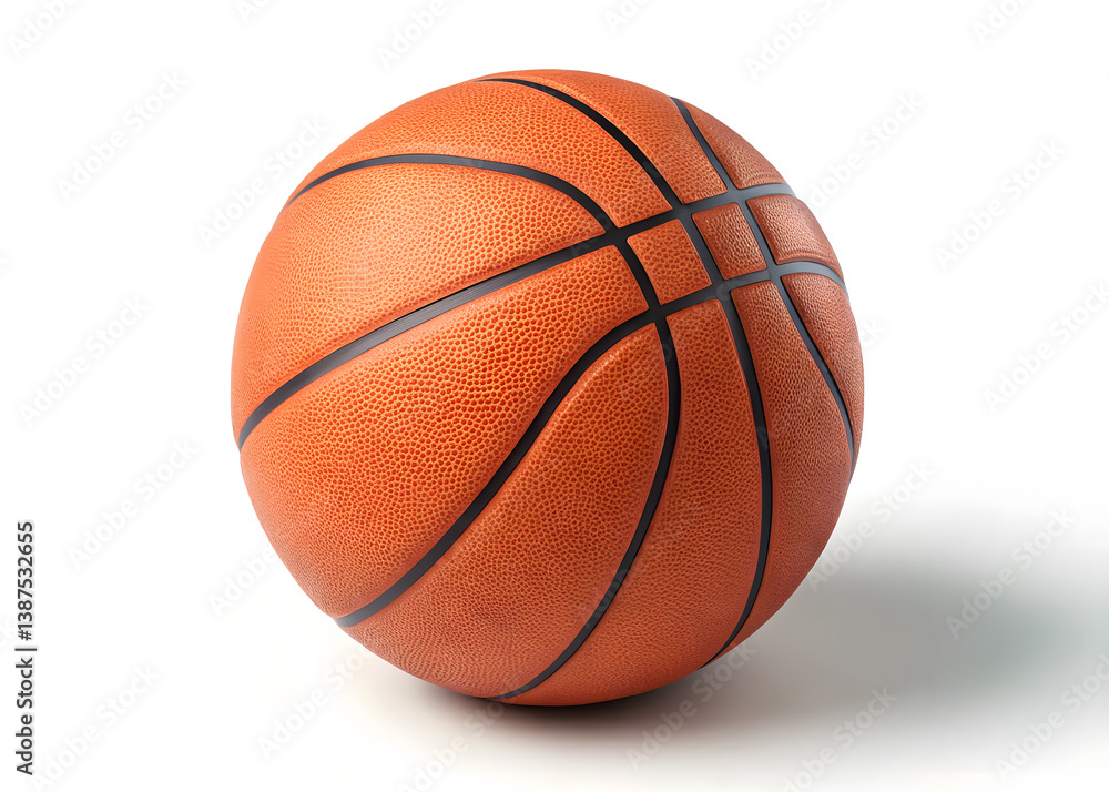 Classic Orange Basketball with Black Ribs on a White Background
Classic Orange Basketball with Black Ribs on a White Background
