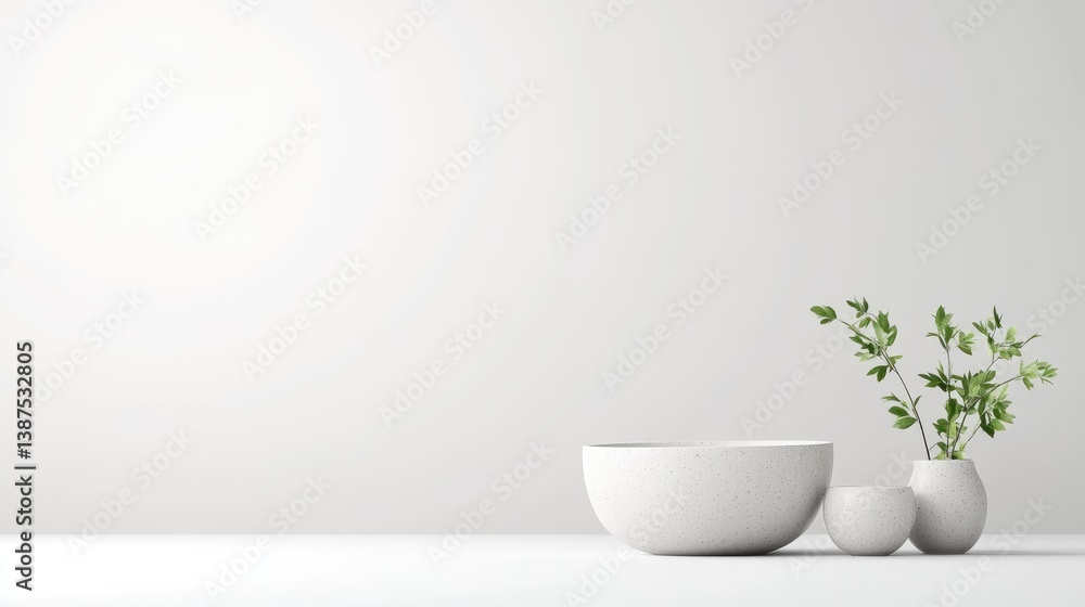 Minimalist White Space with Plants Minimalist White Space with Plants
