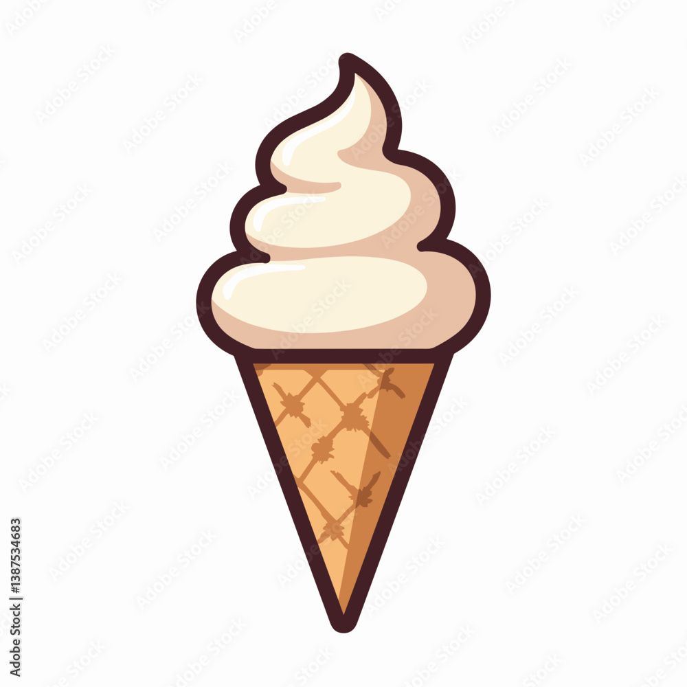 Ice Cream Cone Illustration with Soft Serve Swirl Ice Cream Cone Illustration with Soft Serve Swirl
