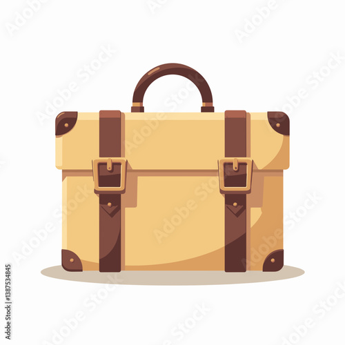 Vintage briefcase illustration with brown accents  