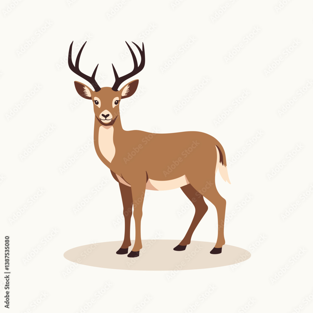 Stylized deer standing against a plain background Stylized deer standing against a plain background