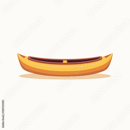 Yellow canoe on plain background