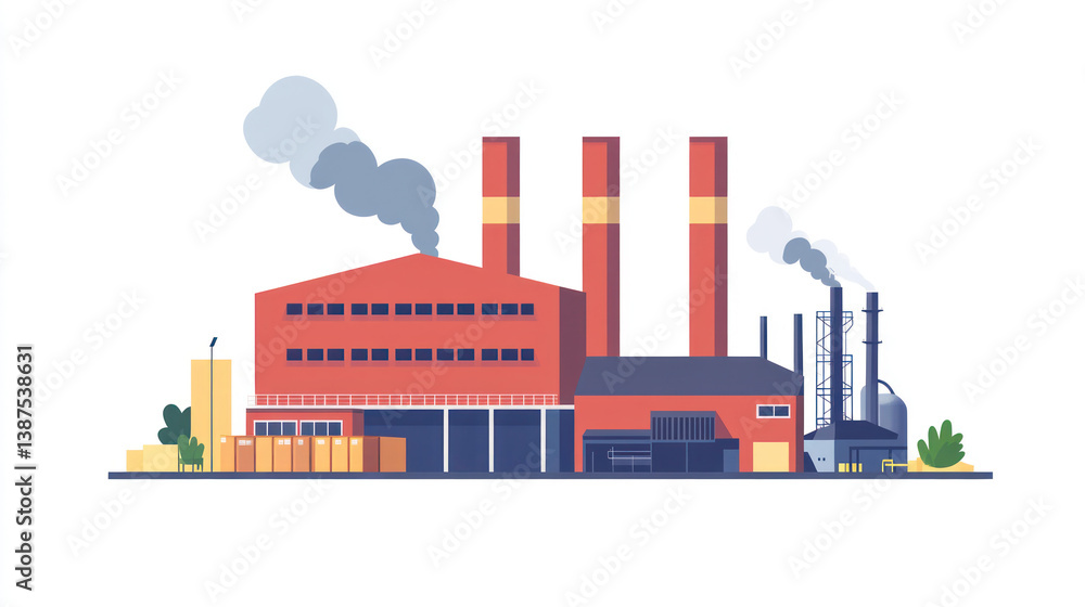 Industrial plant, factory complex, background, illustration, design element, use in presentations, brochures, social media Industrial plant, factory complex, background, illustration, design element, use in presentations, brochures, social media