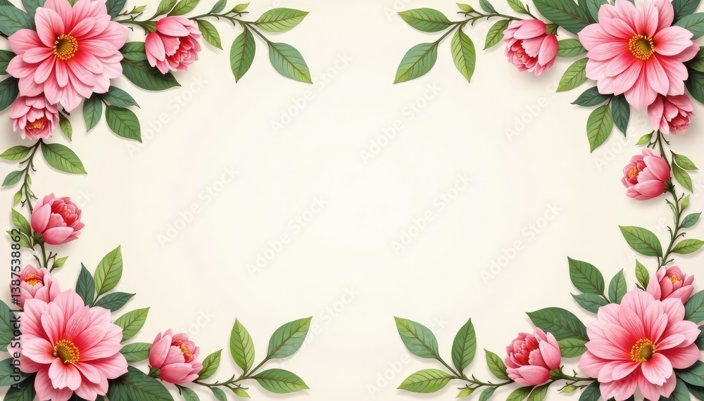 Fototapeta premium Symmetrical floral motifs arranged in squares, pastel tones , flowers, leaf, elegant