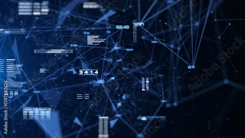 Technology digital cyberspace, data network connection. Futuristic sci-fi with hud ui system interface spinning 4K motion background