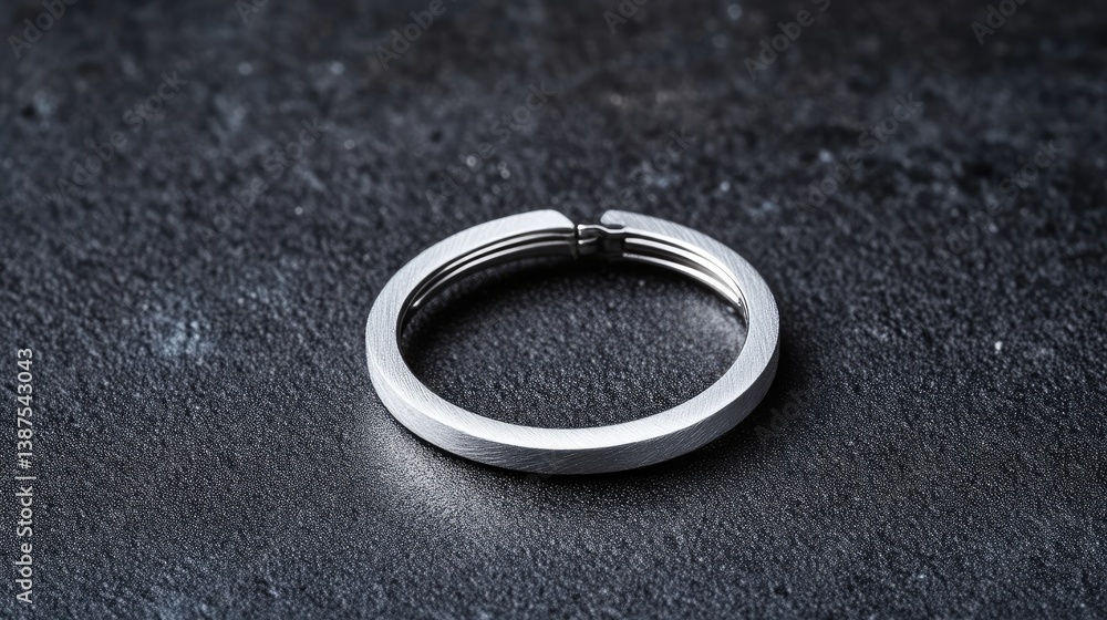 Sleek, metallic keyring, simple design Sleek, metallic keyring, simple design