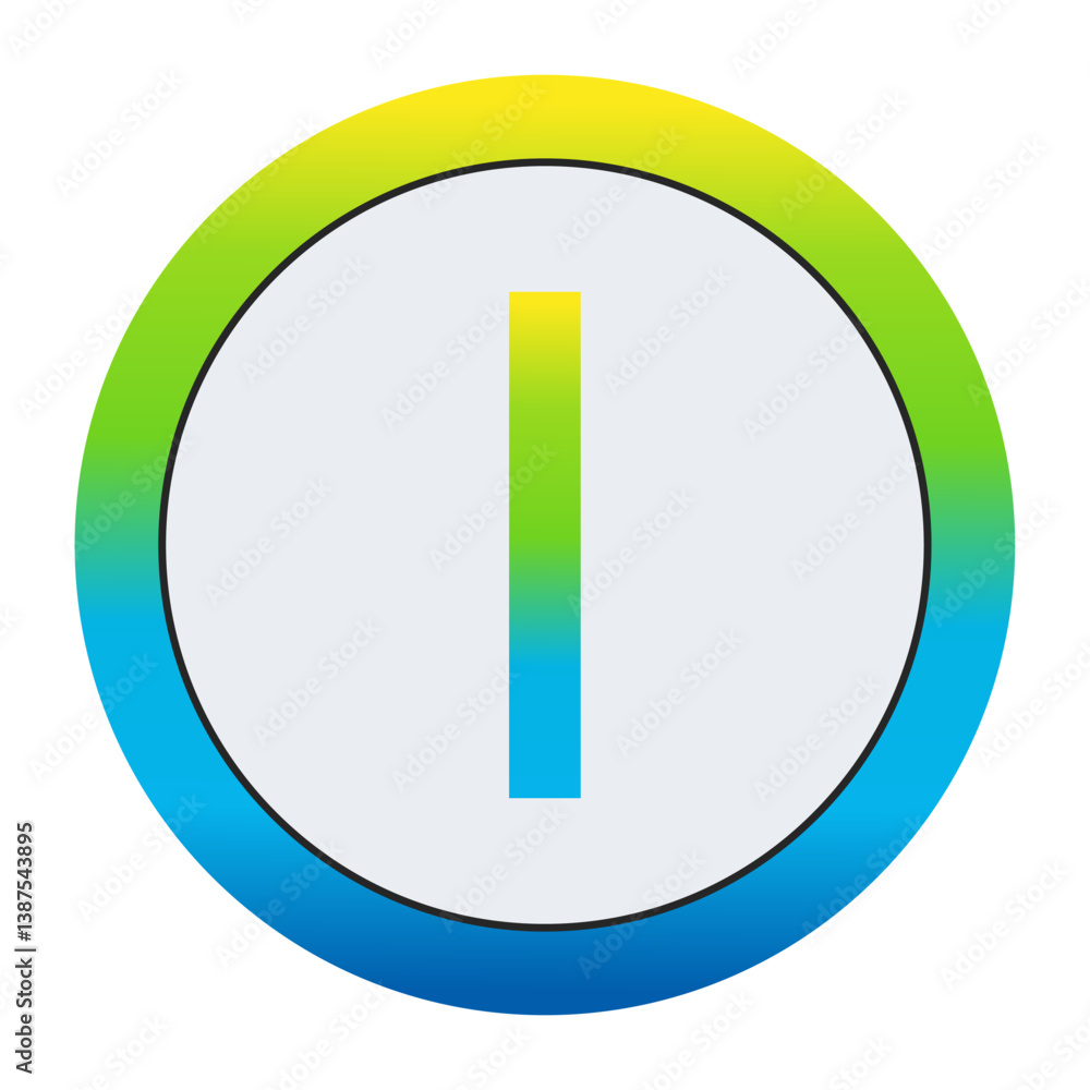 Vibrant Lemon Yellow, Soft Leaf Green, and Bright Sky Blue Gradient Capital Letter I in a Pure White Circle Framed by a Seamlessly Blended Color Gradient Border Vibrant Lemon Yellow, Soft Leaf Green, and Bright Sky Blue Gradient Capital Letter I in a Pure White Circle Framed by a Seamlessly Blended Color Gradient Border