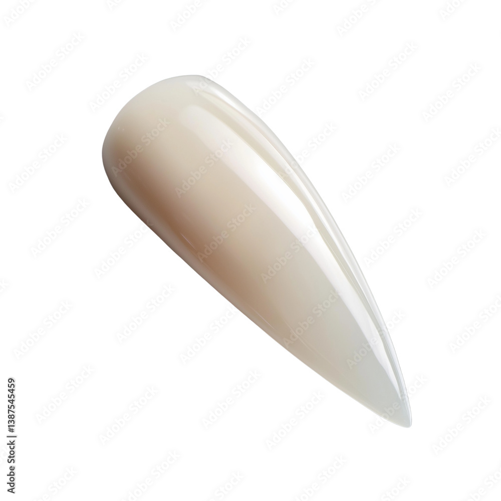 A glossy, elongated fingernail tip in a neutral tone, displayed showcasing its smooth surface and elegant shape. isolated on white background and transparent background A glossy, elongated fingernail tip in a neutral tone, displayed showcasing its smooth surface and elegant shape. isolated on white background and transparent background