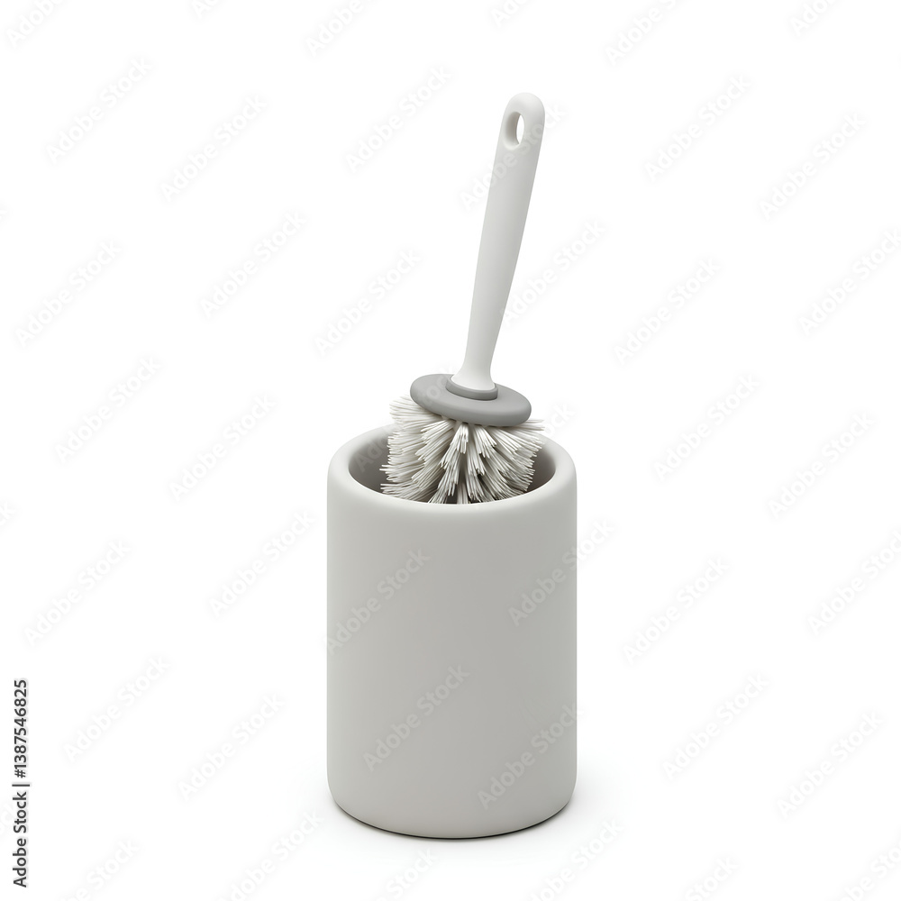 Fototapeta premium Modern minimalist grey ceramic toilet brush and holder.