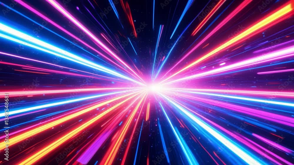 A vibrant, abstract representation of flowing light trails in a digital landscape A vibrant, abstract representation of flowing light trails in a digital landscape