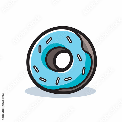 Glazed donut dessert rests in sweet single serving on white background