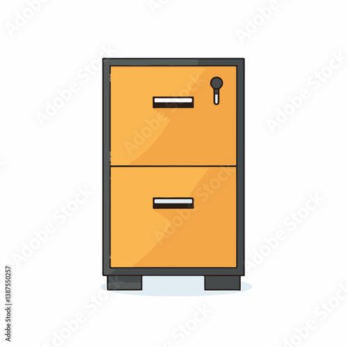 Orange cabinet stores documents inside office in isolation