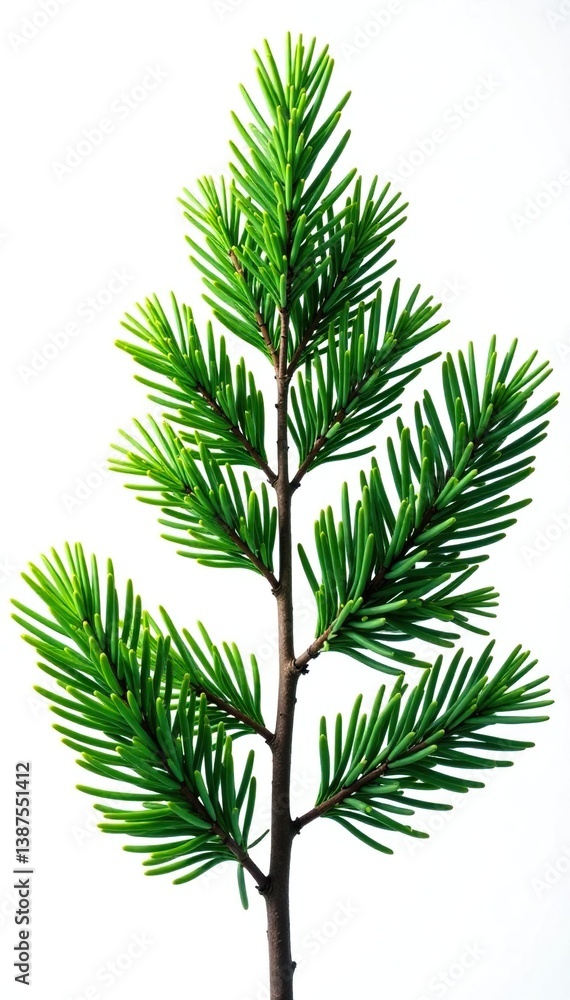 Branches of a coniferous tree against white background, tree branch, evergreen tree Branches of a coniferous tree against white background, tree branch, evergreen tree