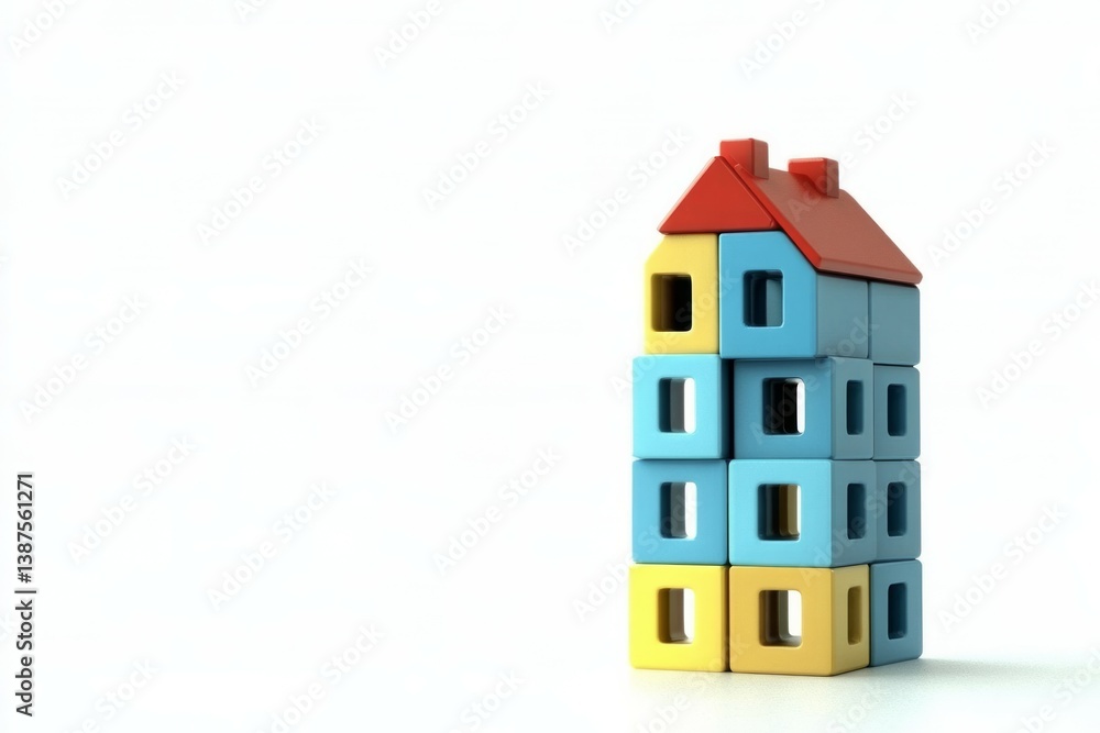 simple house made with colorful toy construction blocks isolated on white background. realistic 3d details 4k resolution simple house made with colorful toy construction blocks isolated on white background. realistic 3d details 4k resolution