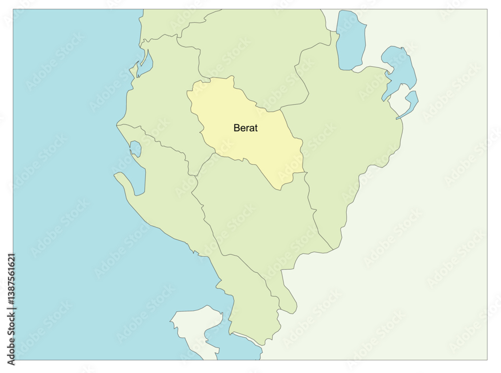 Obraz premium Map of Albania with Berat region