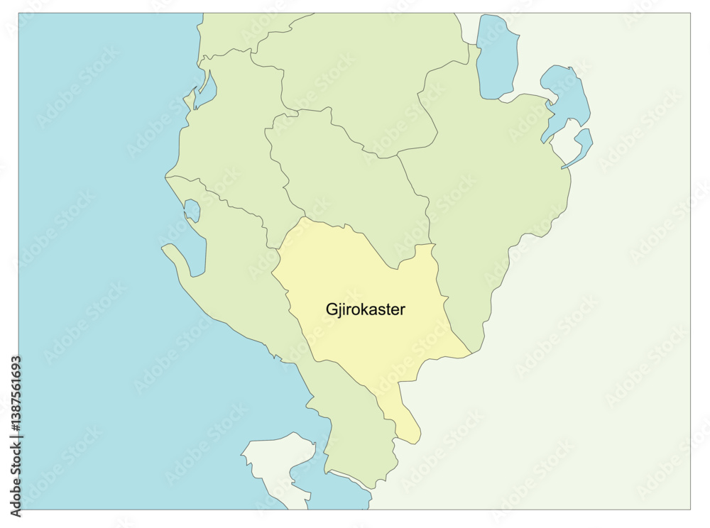 Obraz premium Map of Albania with Gjirokaster region