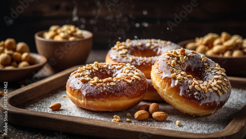 Wallpaper Mural Traditional Donuts with Crystal Sugar and Chopped Nuts Torontodigital.ca