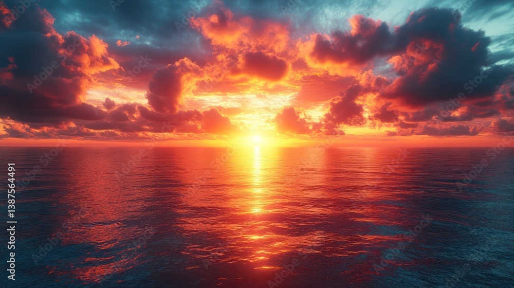 Fototapeta premium Fiery cityscape flames reflection