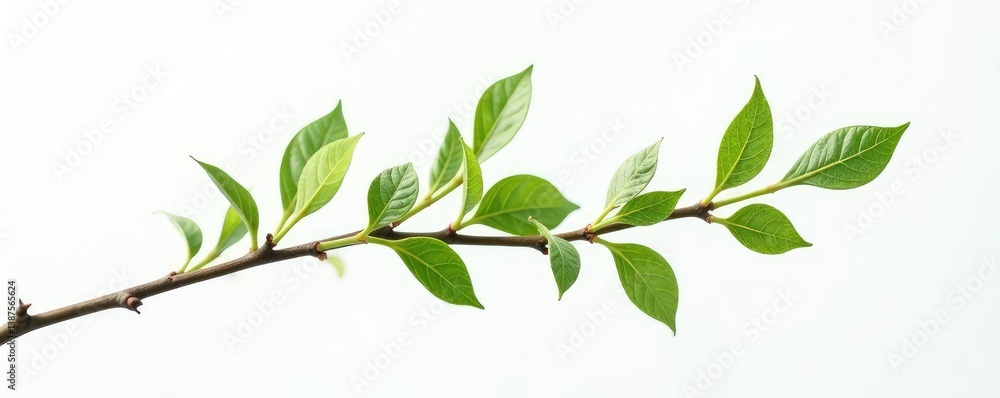 A single branch with intricate details isolated on a white background, minimalist, plant A single branch with intricate details isolated on a white background, minimalist, plant