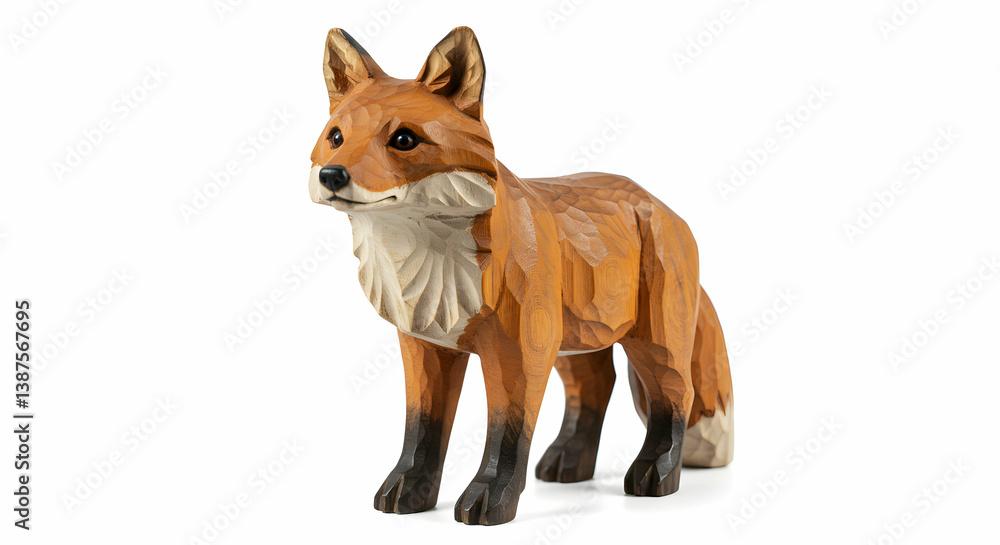 Carved Red Fox Figurine Carved Red Fox Figurine
