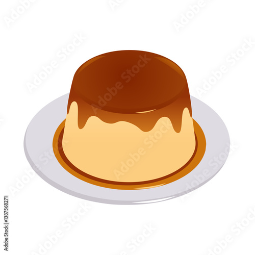 Delicious caramel flan on a plate
