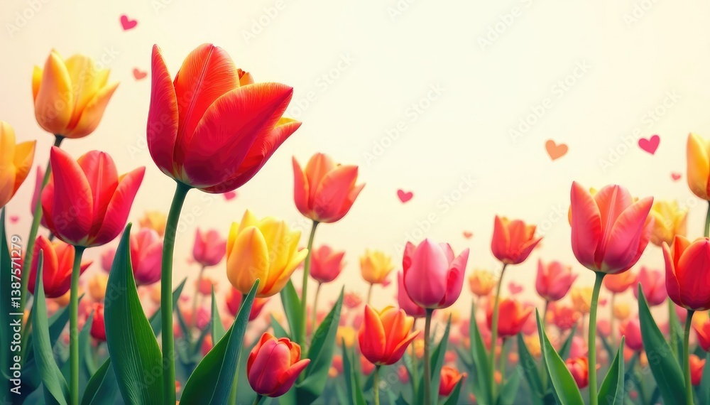 Bold, graphic tulip print, vibrant colors, clean lines , textile, wallpaper Bold, graphic tulip print, vibrant colors, clean lines , textile, wallpaper