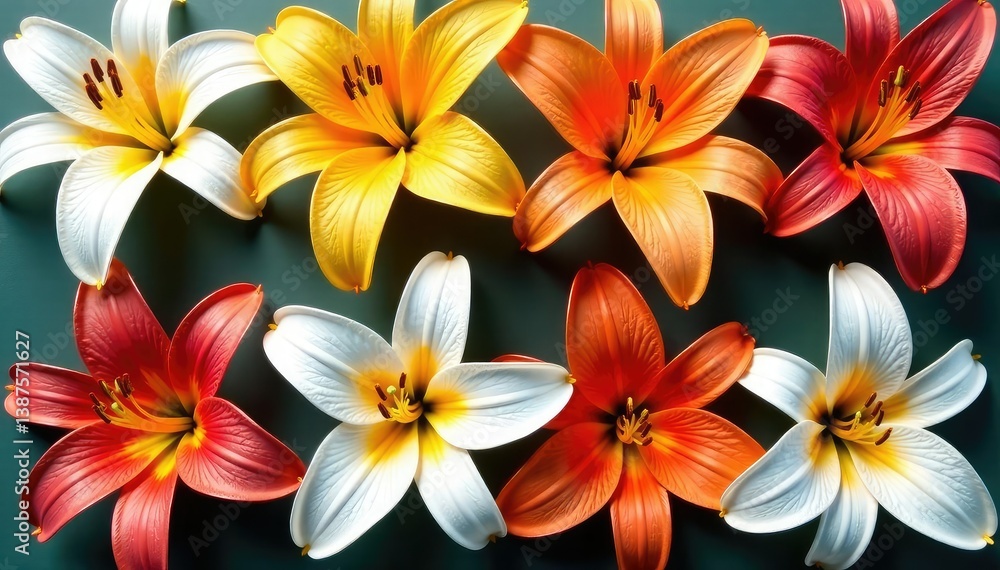 Bold lilies arranged in a square grid, sharp lines , square, texture, art Bold lilies arranged in a square grid, sharp lines , square, texture, art