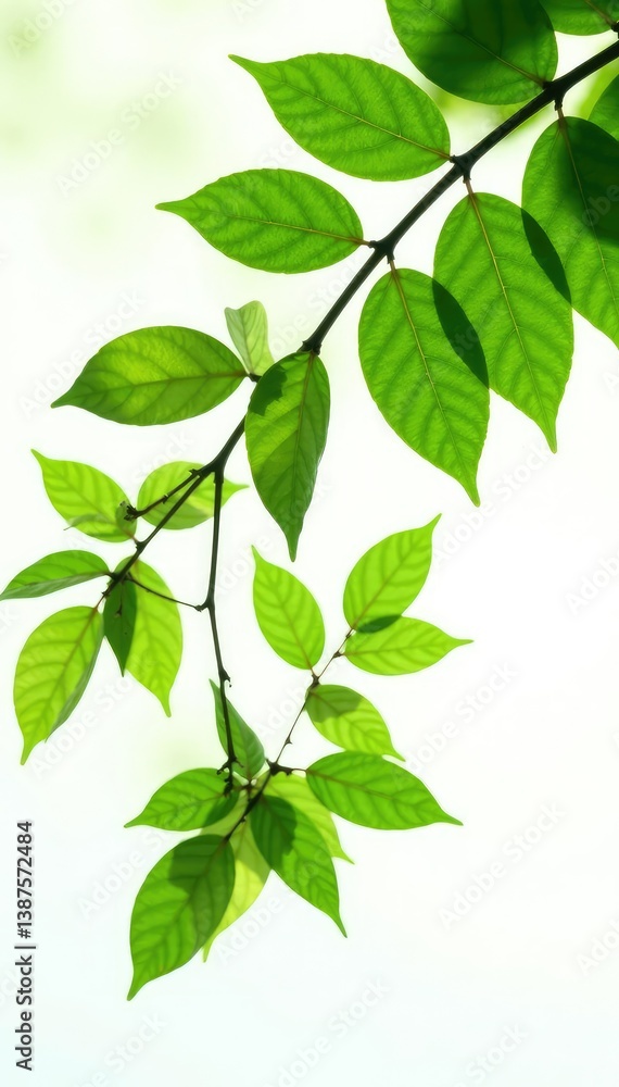 Branches with leaves isolated on white background, leafy greens, tree, isolation photography Branches with leaves isolated on white background, leafy greens, tree, isolation photography