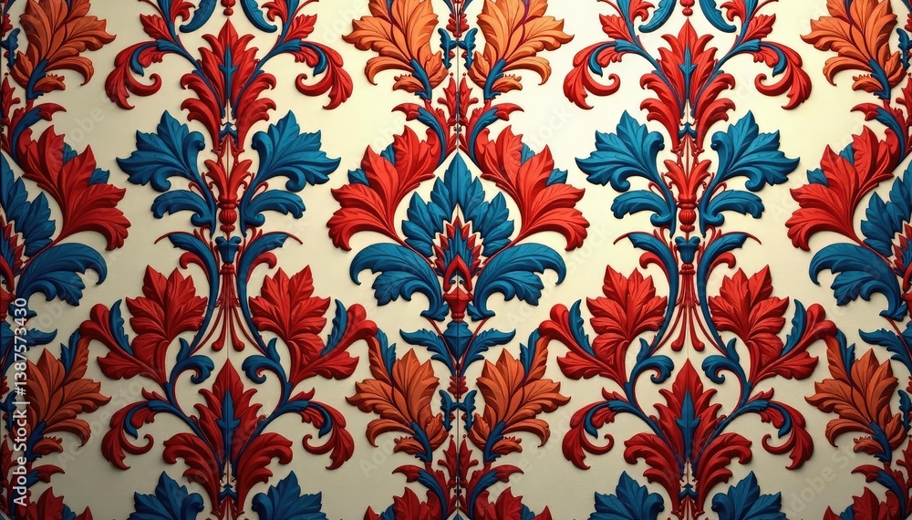 Classic damask wallpaper, swirling arabesque motif, damask, abstract Classic damask wallpaper, swirling arabesque motif, damask, abstract