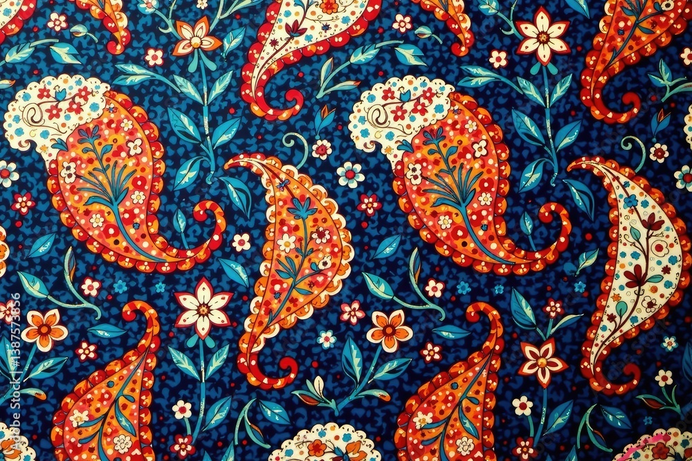 Classic paisley print with teardrop shapes and curved lines, textile, black Classic paisley print with teardrop shapes and curved lines, textile, black