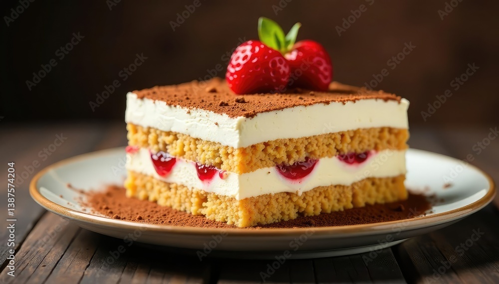Classic tiramisu dessert, layers visible, isolated , coffee flavor, treat, finger biscuit Classic tiramisu dessert, layers visible, isolated , coffee flavor, treat, finger biscuit