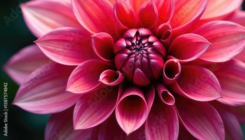 Close-up dahlia petals, intricate details, rich hues, floral textile, repeat, textile