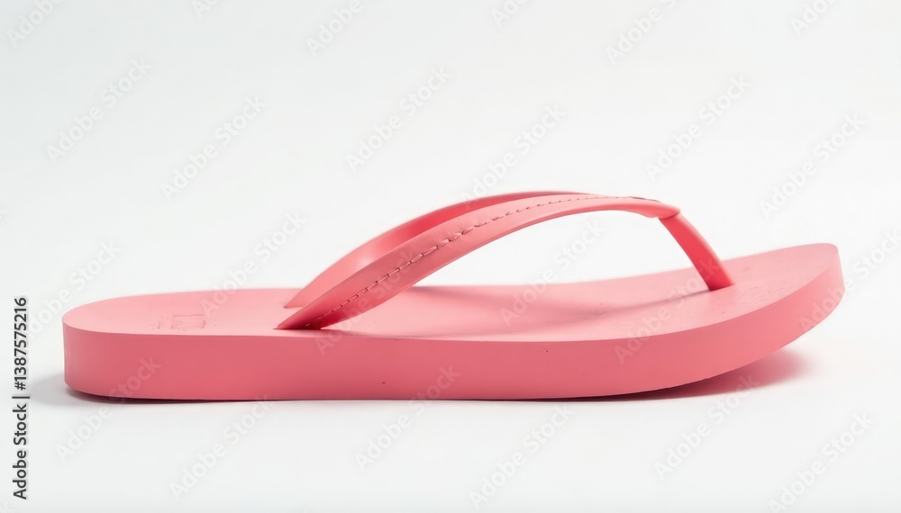 Close-up of a single flip-flop against a pure white backdrop , footwear, minimal, single Close-up of a single flip-flop against a pure white backdrop , footwear, minimal, single