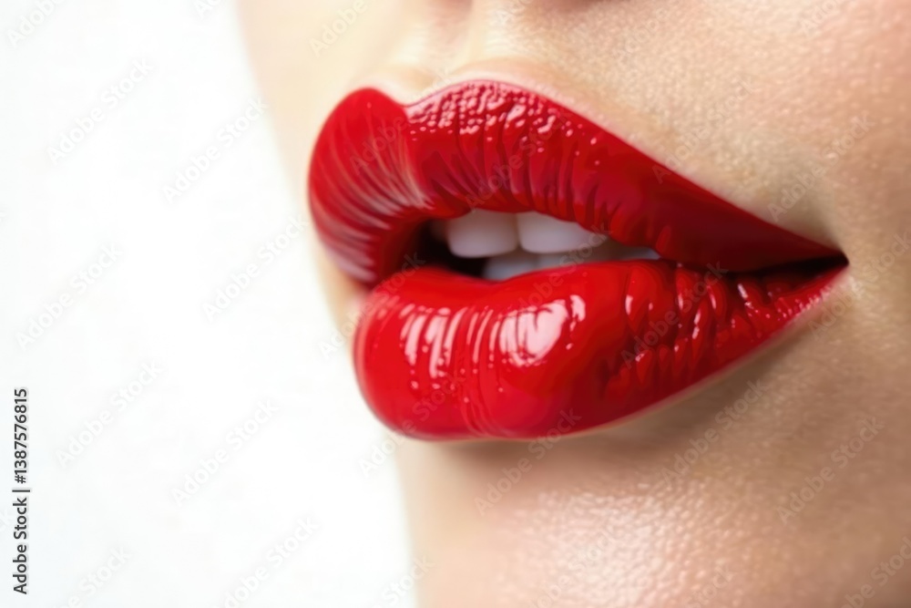 Close-up of vibrant red lipstick on pure white , minimal, focus, red Close-up of vibrant red lipstick on pure white , minimal, focus, red