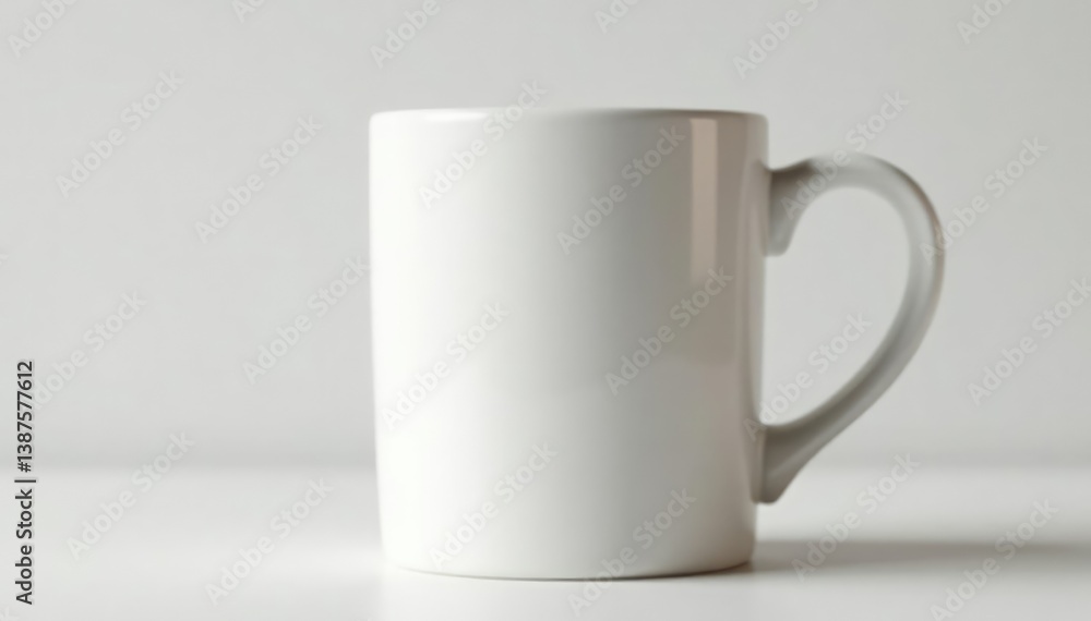 Classic white mug, handle visible, clean background, vessel, crockery Classic white mug, handle visible, clean background, vessel, crockery