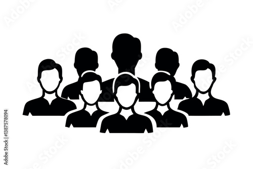 Abstract icon set of crowd or group of people, concept of cooperation, public gathering, unity, inclusion and teamwork