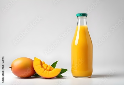 bottle of mango juice isolated on a white background