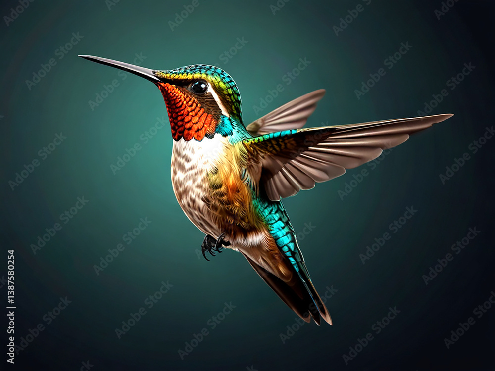 Fototapeta premium Beautiful flying hummingbird. Design element. For banners, posters, leaflets and brochure