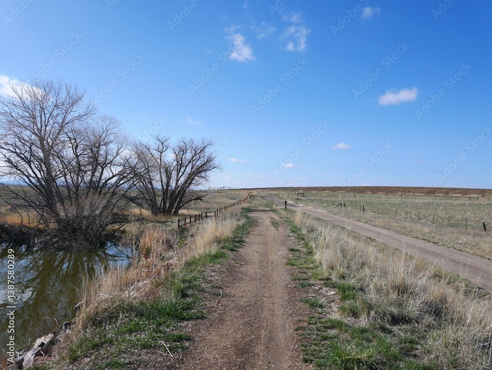 Fototapeta premium Lakeside hill in spring, Colorado