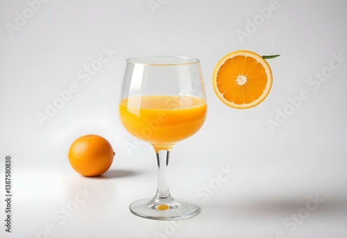 glass of orange juice isolated on a white background