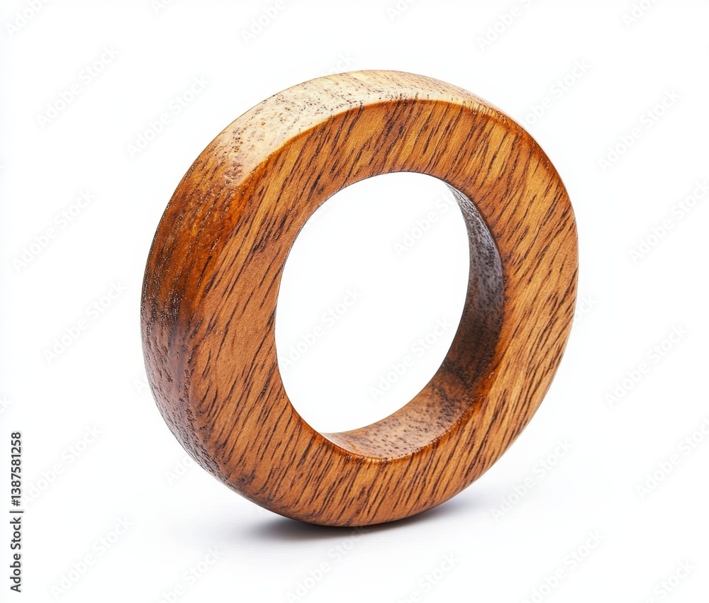 Wooden Ring Isolated on White Surface Macro Studio Shot Detail Wooden Ring Isolated on White Surface Macro Studio Shot Detail