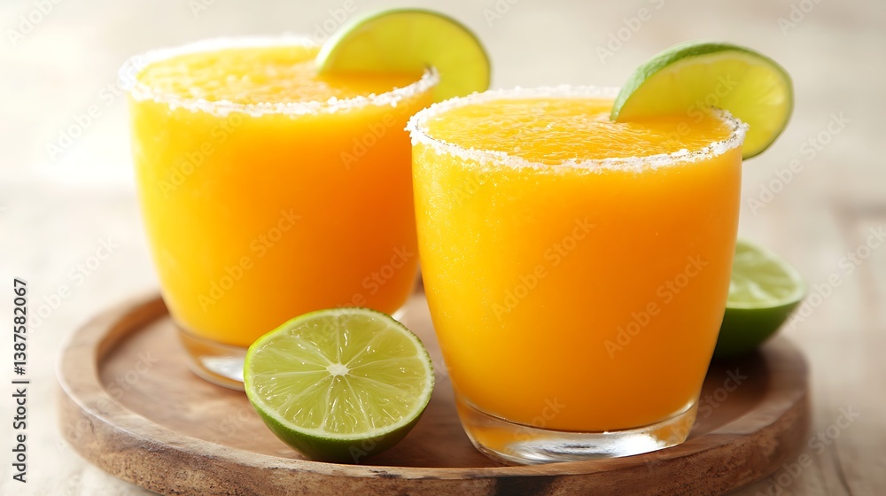Frozen Mango Cocktails with Lime, and Salt. Frozen Mango Cocktails with Lime, and Salt.