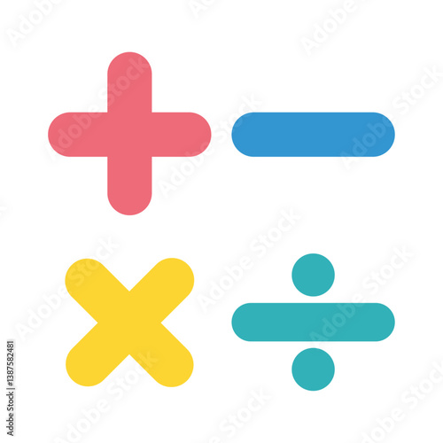四則計算記号のベクターイラスト：数学の基礎 - Arithmetic Symbols Vector Illustration: Basics of Mathematics