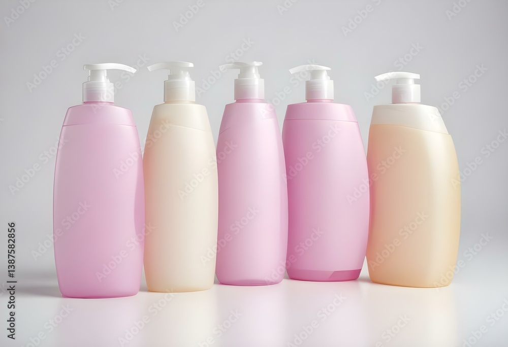 Plastic Shampoo Bottles isolated on white background Plastic Shampoo Bottles isolated on white background