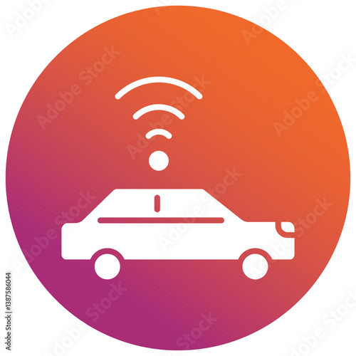 Driverless Car Line Gradient Circle Icon, Driverless Car Line Icon – Autonomous Self-Driving Vehicle Symbol
