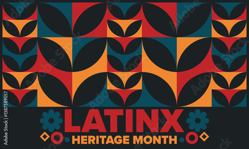 Latinx Heritage Month. National Hispanic Heritage Month. Hispanic and Latino Americans culture. Celebrate annual in United States. Poster, card, banner and background. Vector illustration