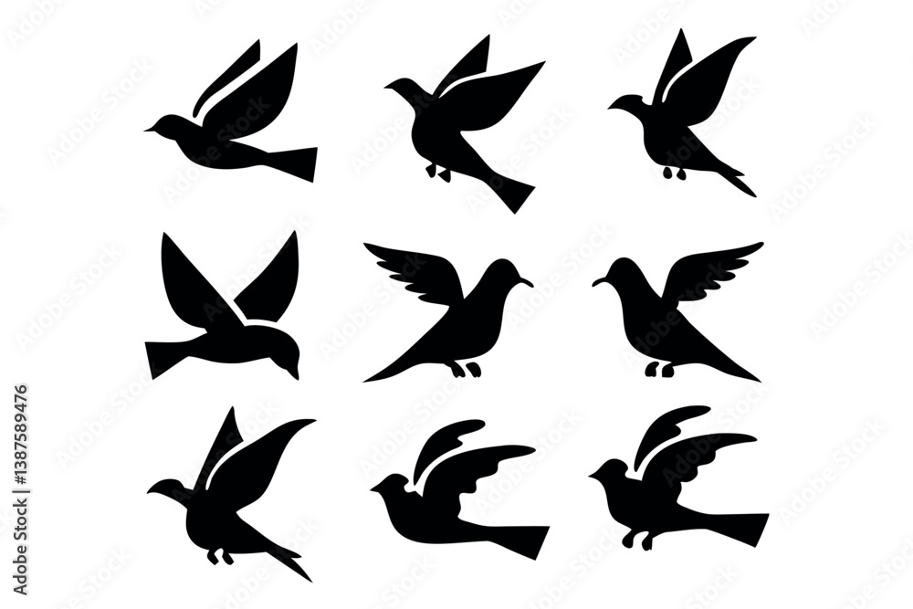 Fototapeta premium A collection of birds in various poses and movements, ideal for wildlife and flight related designs